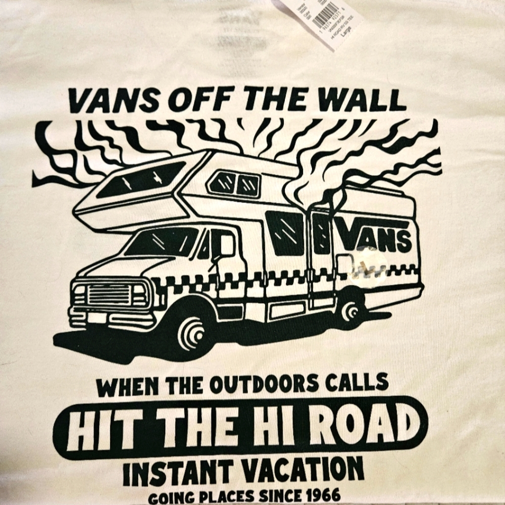 Vans t shirt, mens Large, white and green stencil